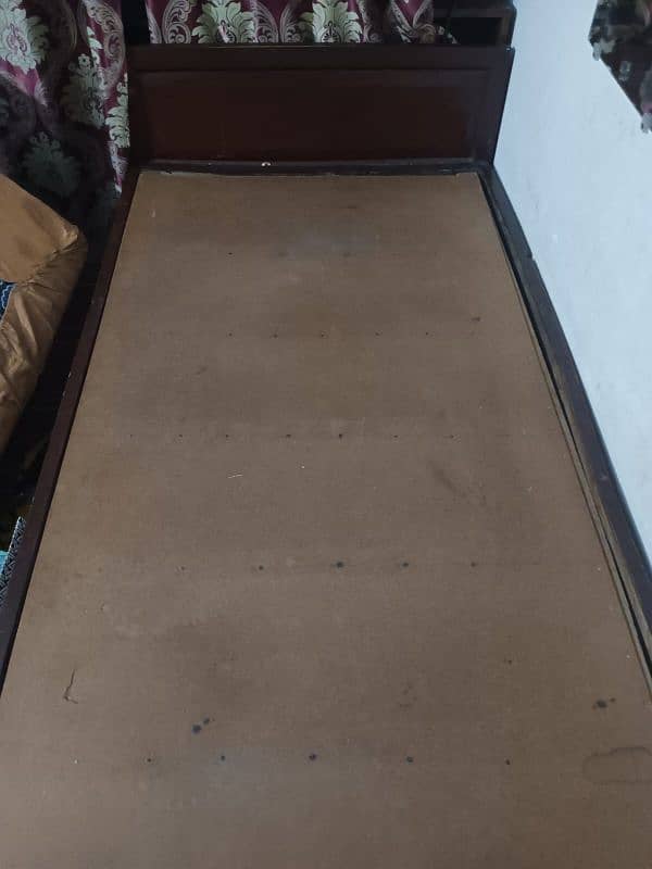 wooden single bed with mattress (pure wood) 0