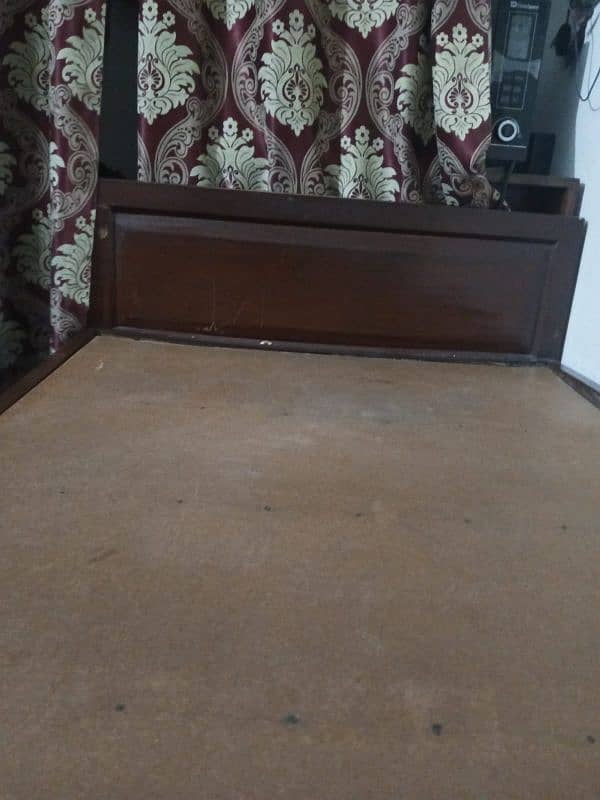 wooden single bed with mattress (pure wood) 2