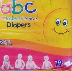 Abc Diapers Size Number 2 Small 3-6Kg Pack of 42,72 Open And Full Pack