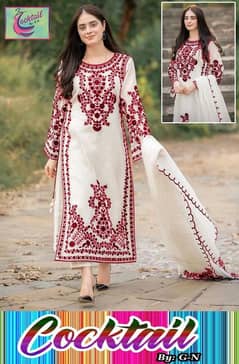 3pcs women stitched organza Embroidered suit