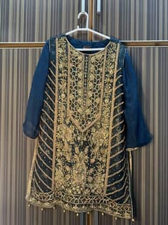 Firozi colour kam wali shirt with sharara