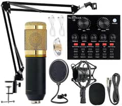 BM800 condenser microphone with v8 sound card shock wave stand cables