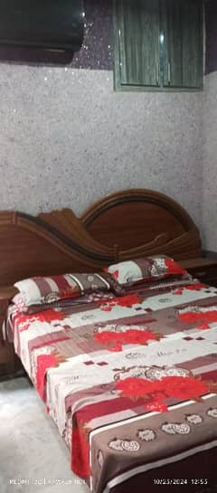 Double bed, spring matress, dressing table , showcase, washing masheen