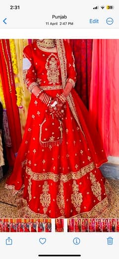 Bridal lehnga fresh piece  all hand embroidery  work for sale 30k only