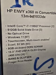 HP ENVY x360 convertible core I7 11th generation