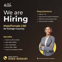 Required CSR / Job Available / Job Visa Available