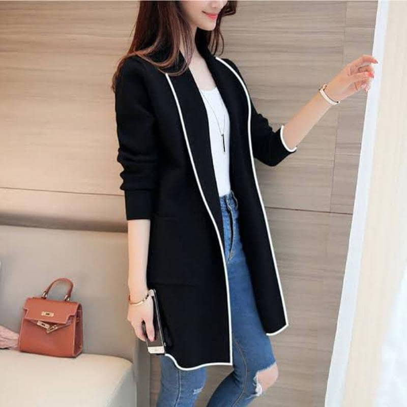 1 Pc Women's Stitched Fleece Plain Lapel Coat 0