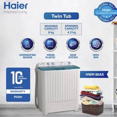 Haier -08kg/ Twin Tub / Semi Automatic/ HWM 80-AS (Gear System/ Virgin 0