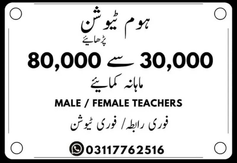 EXPERIENCED HOME TUTORS REQUIRED 0