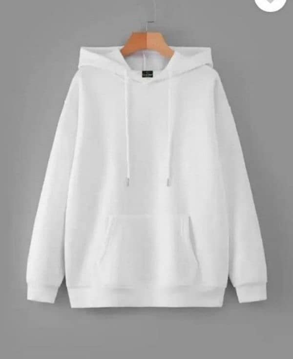 Man's Fleece Plain white hoodie 0