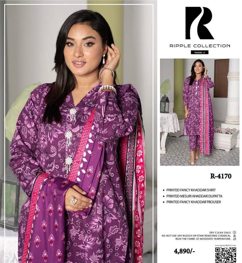 3pc khaddar/3 pcs woman unstitched khaddar/Khaddar Suit 14