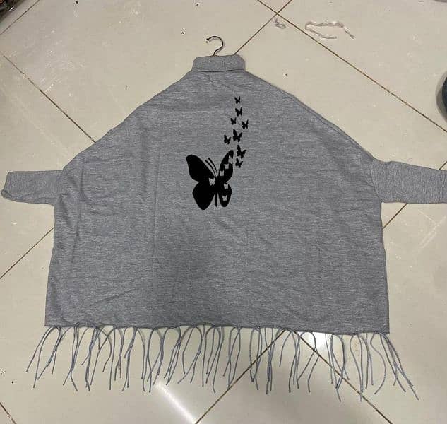 Butterfly printed cape shawl 1