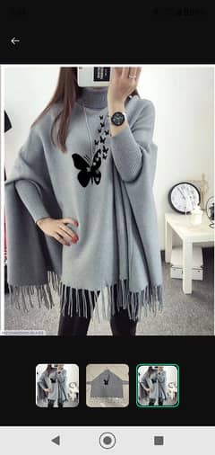 women polyester butterfly printed poncho cape shwal 0