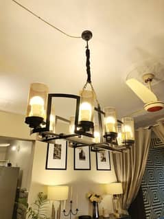 Black metal frame Chandelier/Fanoos