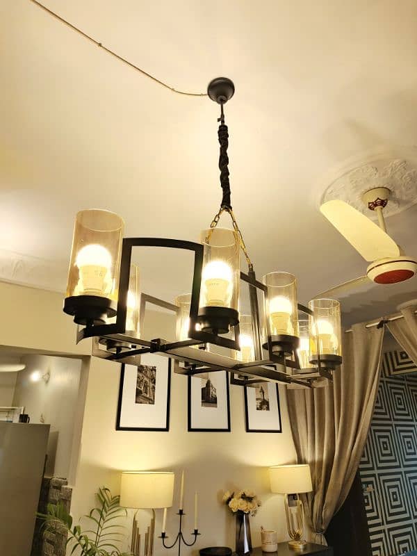 Black metal frame Chandelier/Fanoos 0