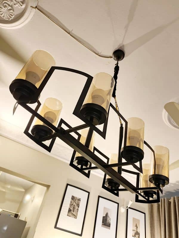 Black metal frame Chandelier/Fanoos 2