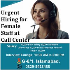 Urgent Hiring for Female Staff at Urdu Call Center