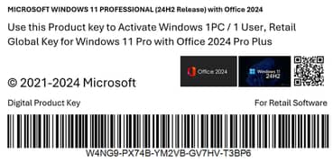 Windows 11 Pro with Office 2024, Genuine Activation Keys, Rs. 2000