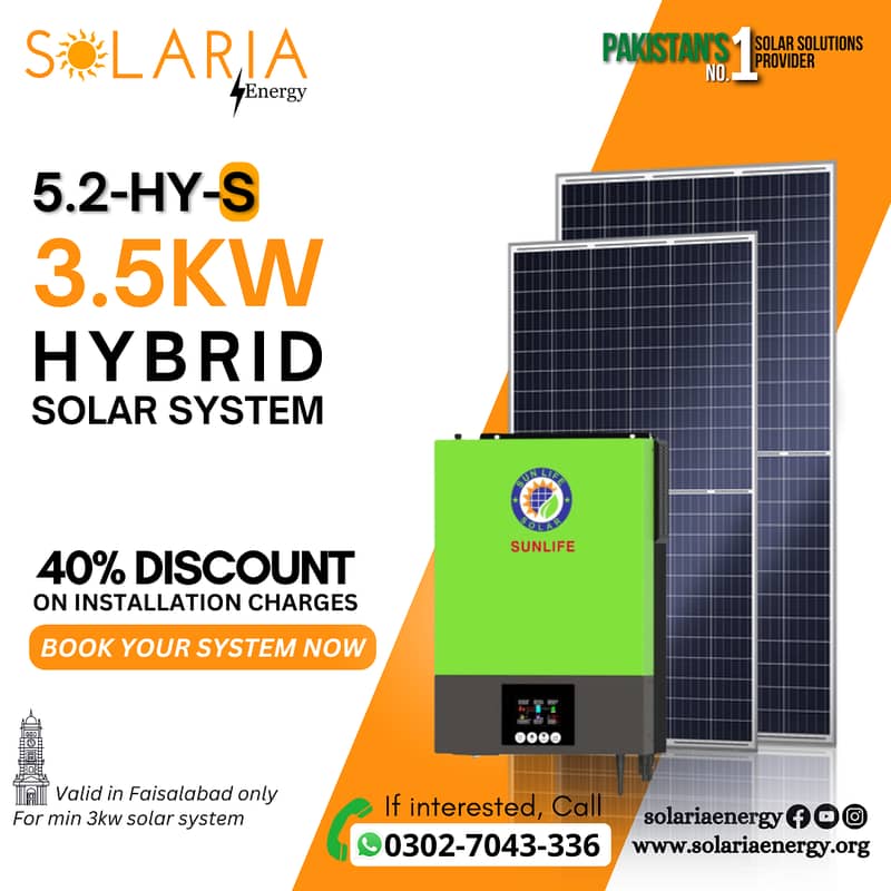 Hybrid solar system| On-Grid Solar | Net-metered | 3.5 kw Solar Panel 0