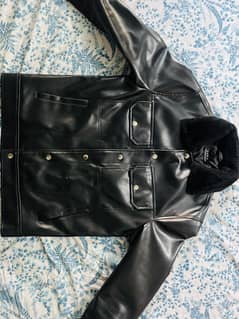 Black fur jacket in leather best quality only medium size