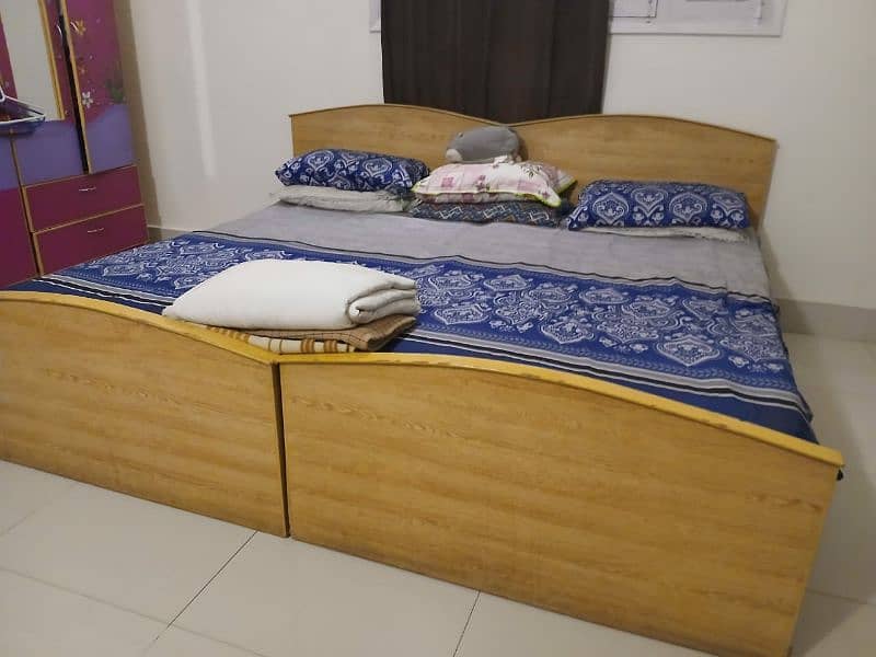 bed set in reasonable price with,2 single beds ,study , chair ,Almirah 0