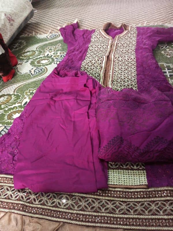 purple shirt with shalwar dupatta 1