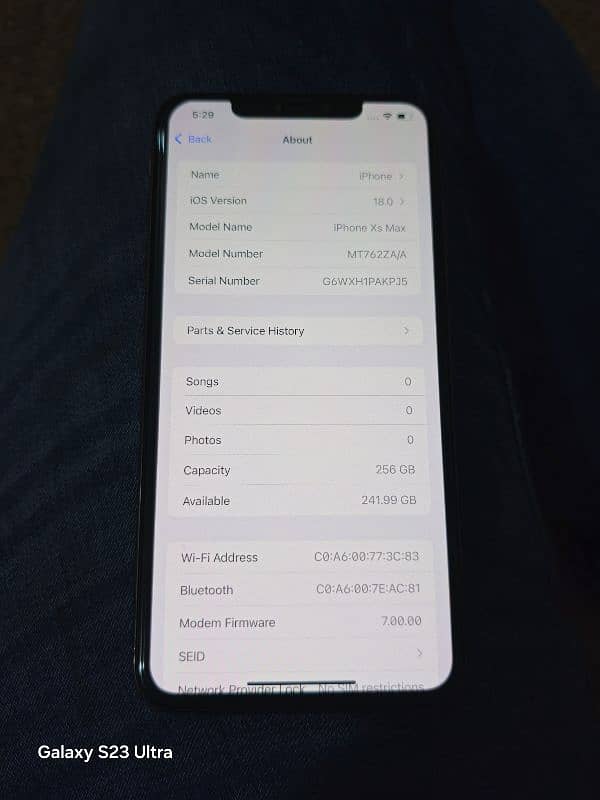 Iphone XS Max 256GB physical Dual Sim PTA approved 0