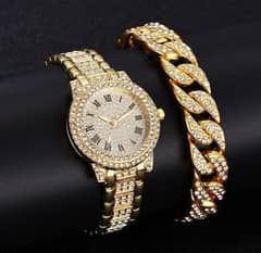 womens diamond artificial set_ Roman watch Gol