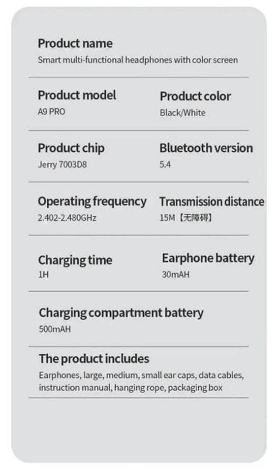 Touch display Earbuds A9 Pro ANC 4