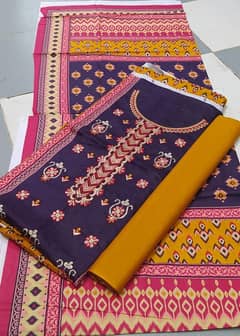 Al Karam classic stuff cotton with embroidery three pieces