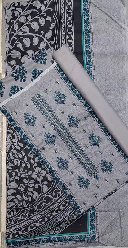 Al Karam classic stuff cotton with embroidery three pieces 4