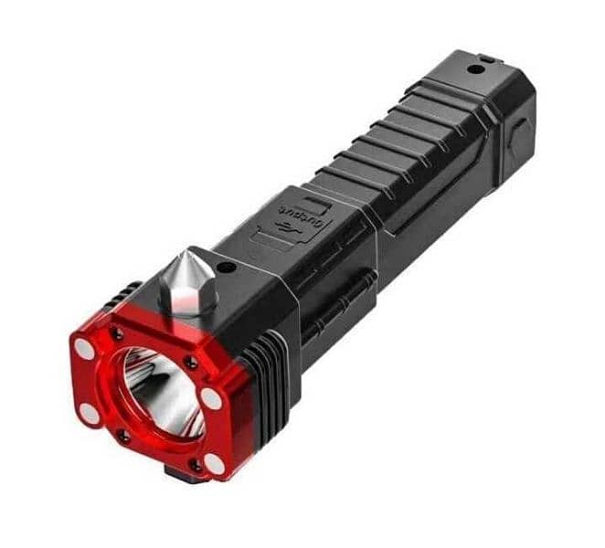 USB Charging LED Flashlight with Safety Hammer 1