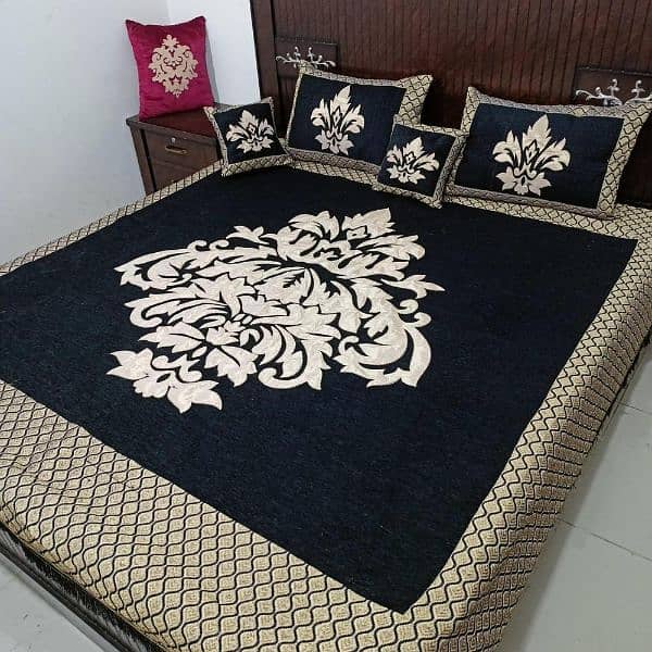 5 PCs velvet jacquard double bed sheet 0