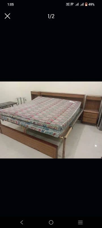 Bed front & back with 2 side tables only without mattress 1