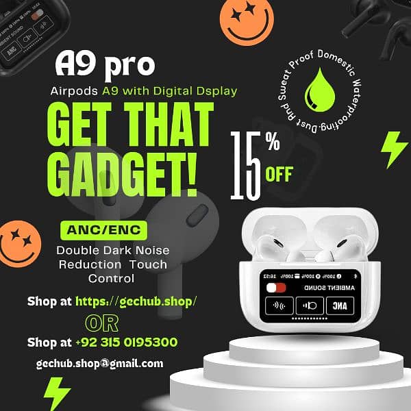 A9 Pro earbuds with Touch control functions 0