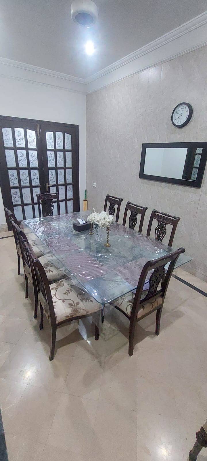 Dining table / 8 seater dining/chinoti Wooden dining /top glass dinin 1