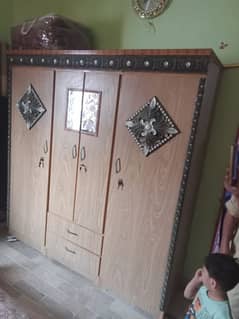 Wooden laminated furniture , 4 pieces in good condition .