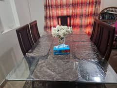 Dining Table/6 Seater Dining /Wooden Dining / top glass dining Table.