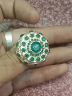 Silver ring green pnna stone