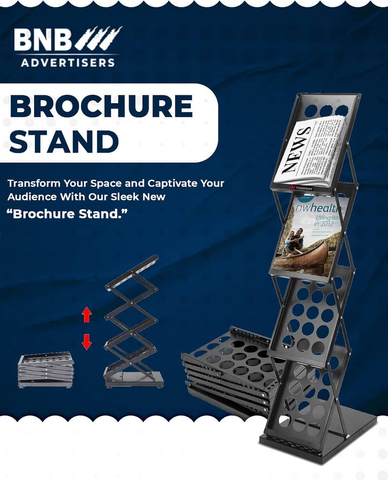 Brochure display stand, Folding catalogue holder, Magzine shelf, Racks 0