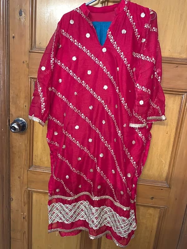pink fancy dress for dholkis 3 pcs 2