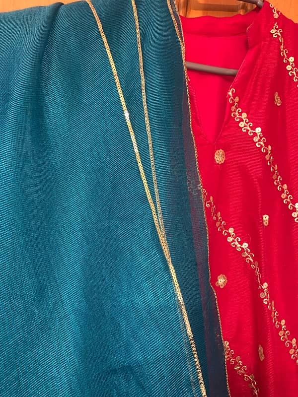 pink fancy dress for dholkis 3 pcs 6