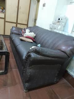 Brown leather sofa