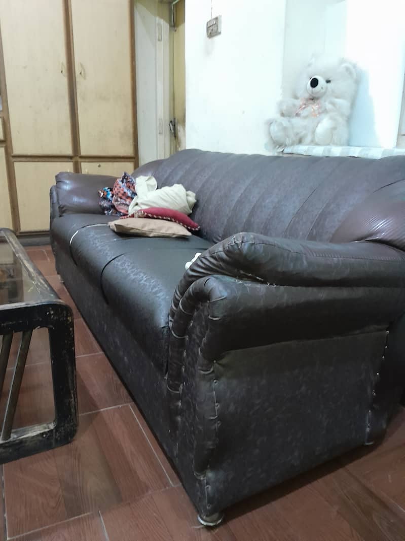 Brown leather sofa 3