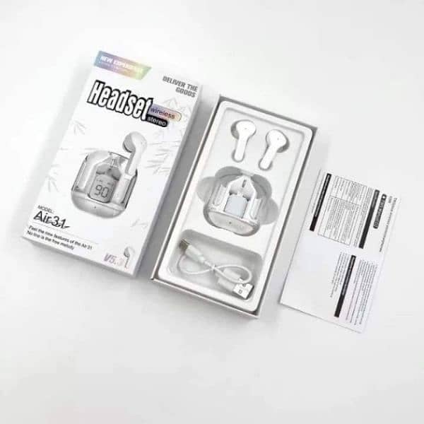 AIR 31 HIGH QUALITY EARBUDS WITH CRYSTAL POUCH (WHITE COLOUR) 2