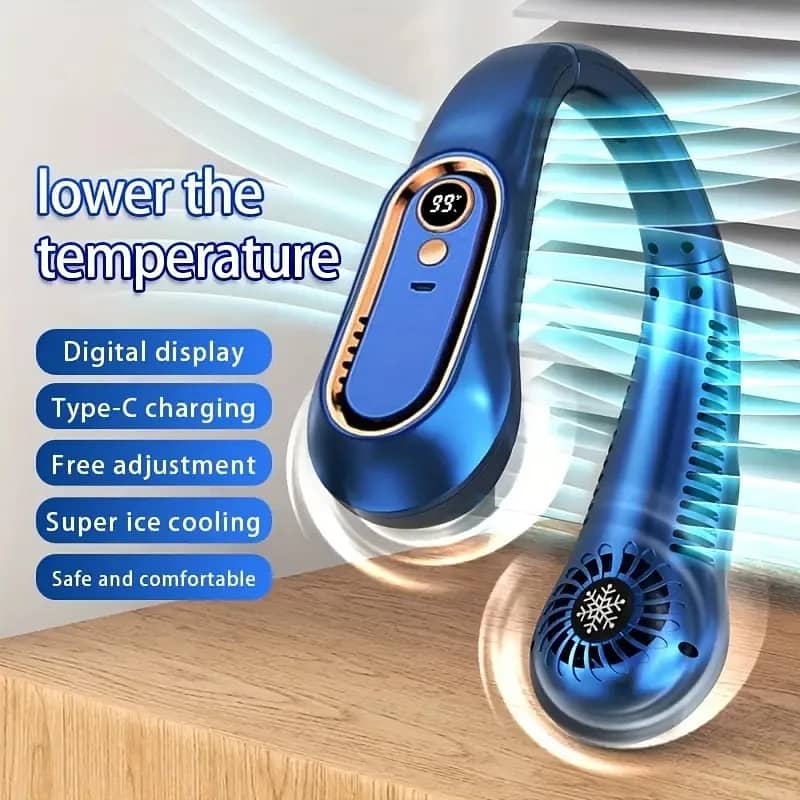 Neck Portable Bladeless Neck Fan 5-Speed Levels, 360° Rotatable Design 12