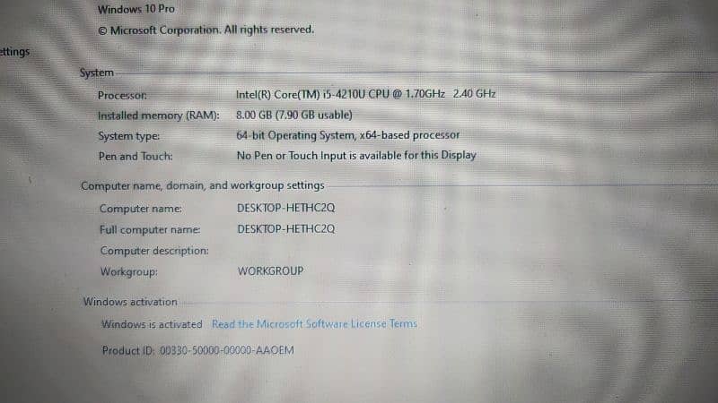 (hp) Laptop Core i5 4th Generation 8gb Ram 500gb hard disk 1