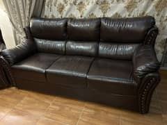 Leather5 seater sofa , chocolate brown colour. Negotiable. Verygood c.