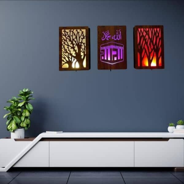 3 pcs islamic lamps with multi color led 2