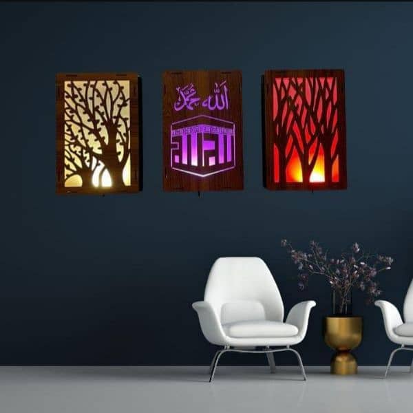 3 pcs islamic lamps with multi color led 3